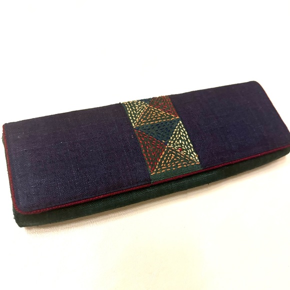 FabIndia Blue Green Embroidered Clutch Purse B#27 - Picture 1 of 10